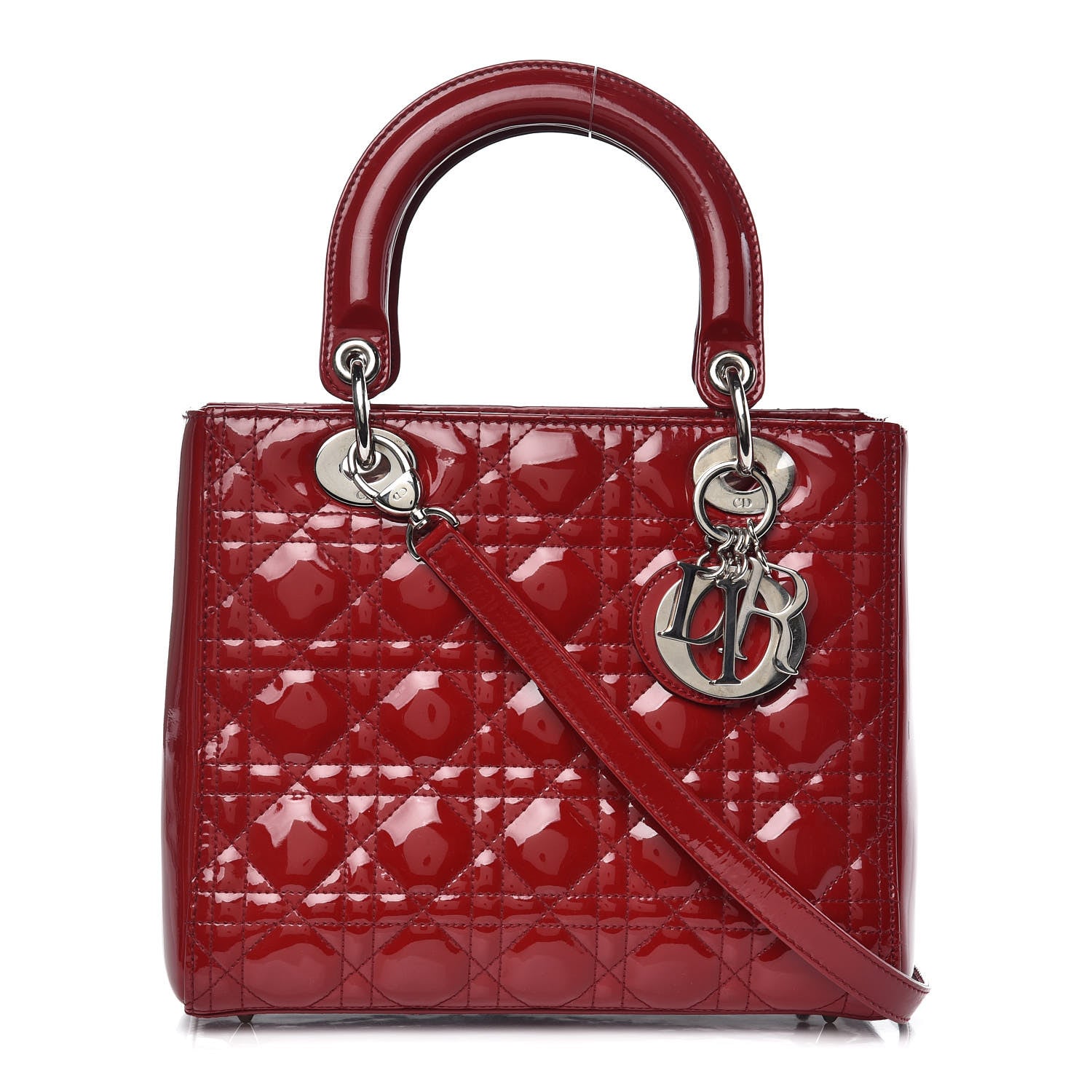 Christian Dior Patent Cannage Medium Lady Dior Red 1 of 13
