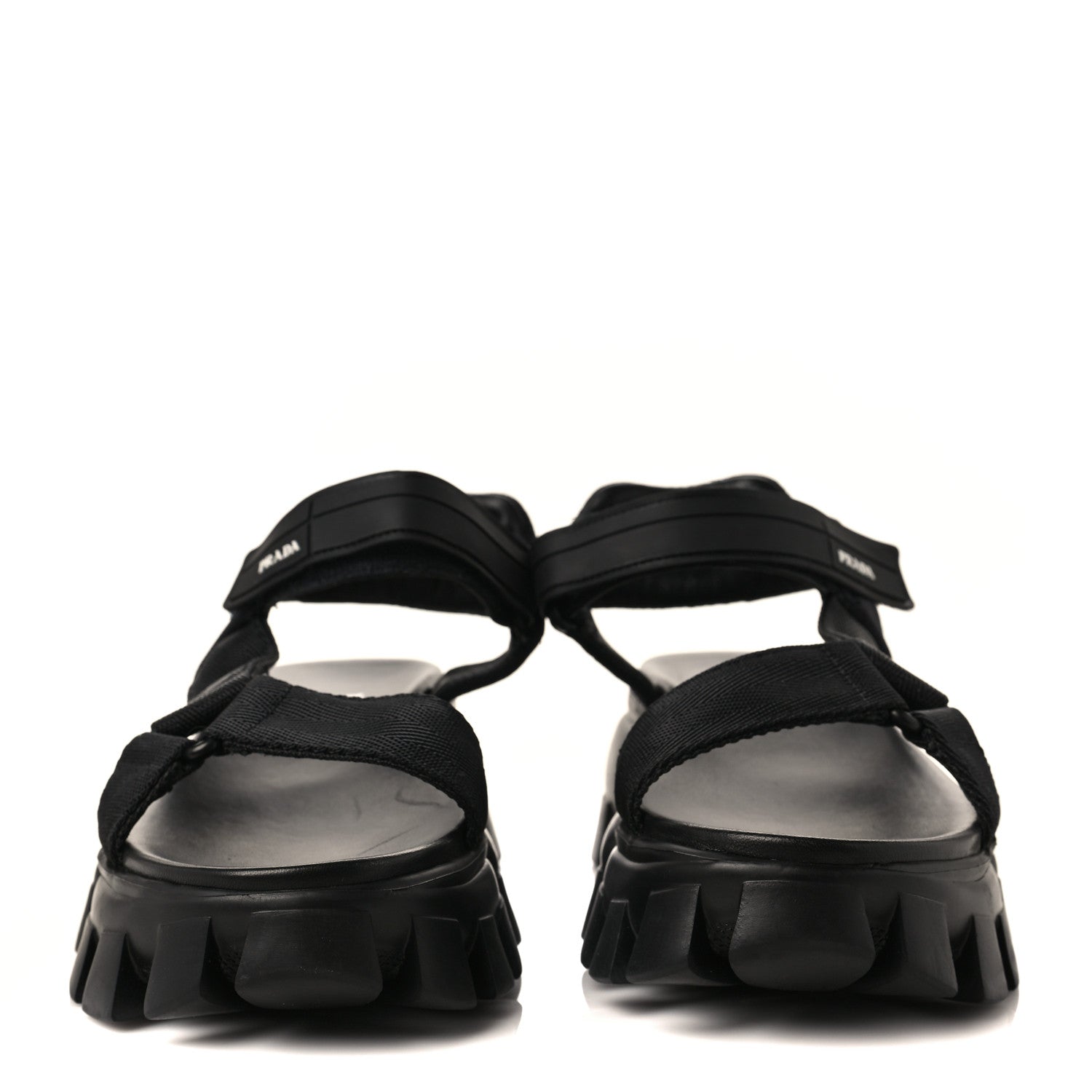 Prada Rubber Nylon Velcro Womens Cloudbust Thunder 50mm Sandals 38.5 Black 2 of 9