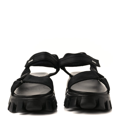 Prada Rubber Nylon Velcro Womens Cloudbust Thunder 50mm Sandals 38.5 Black 2 of 9