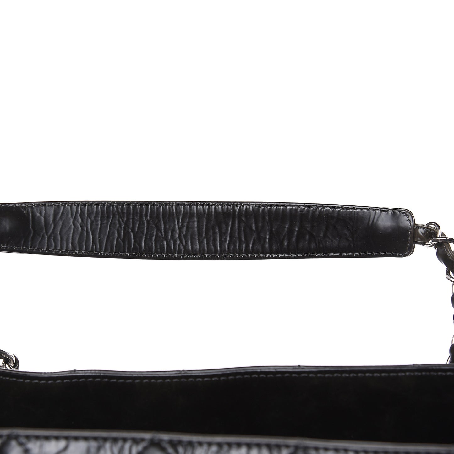 Aged Glazed Nylon Quilted Shopping Tote Dark Grey