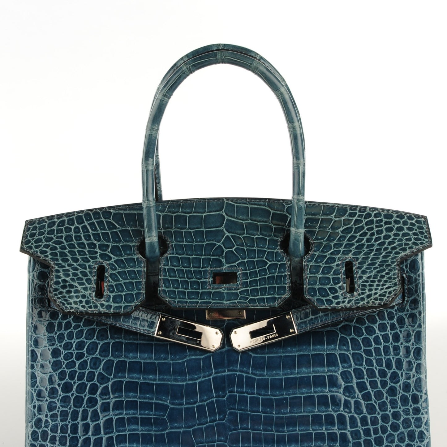 Shiny Porosus Crocodile Birkin 30 Blue Jean