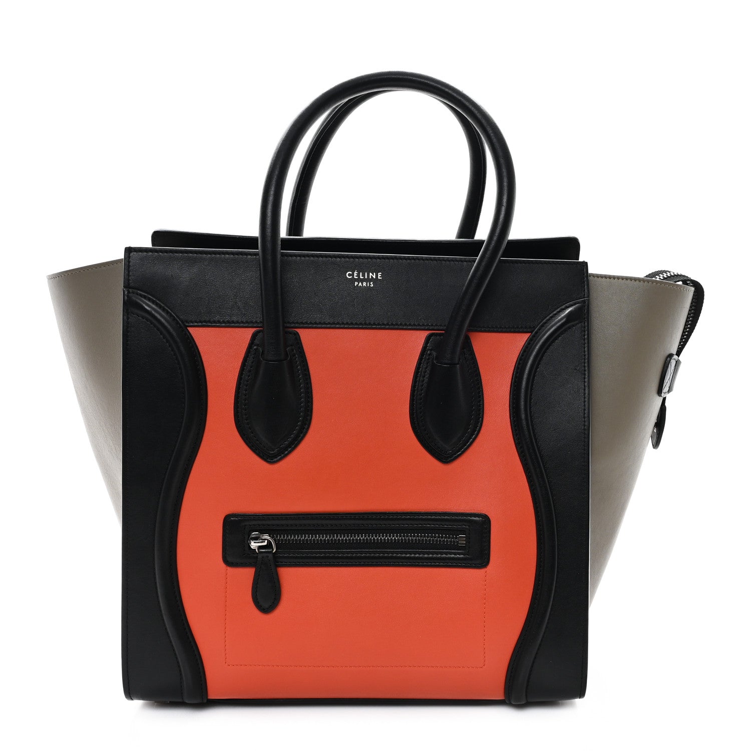 Celine Elephant Calfskin Mini Tri-Color Luggage Bright Orange 1 of 11