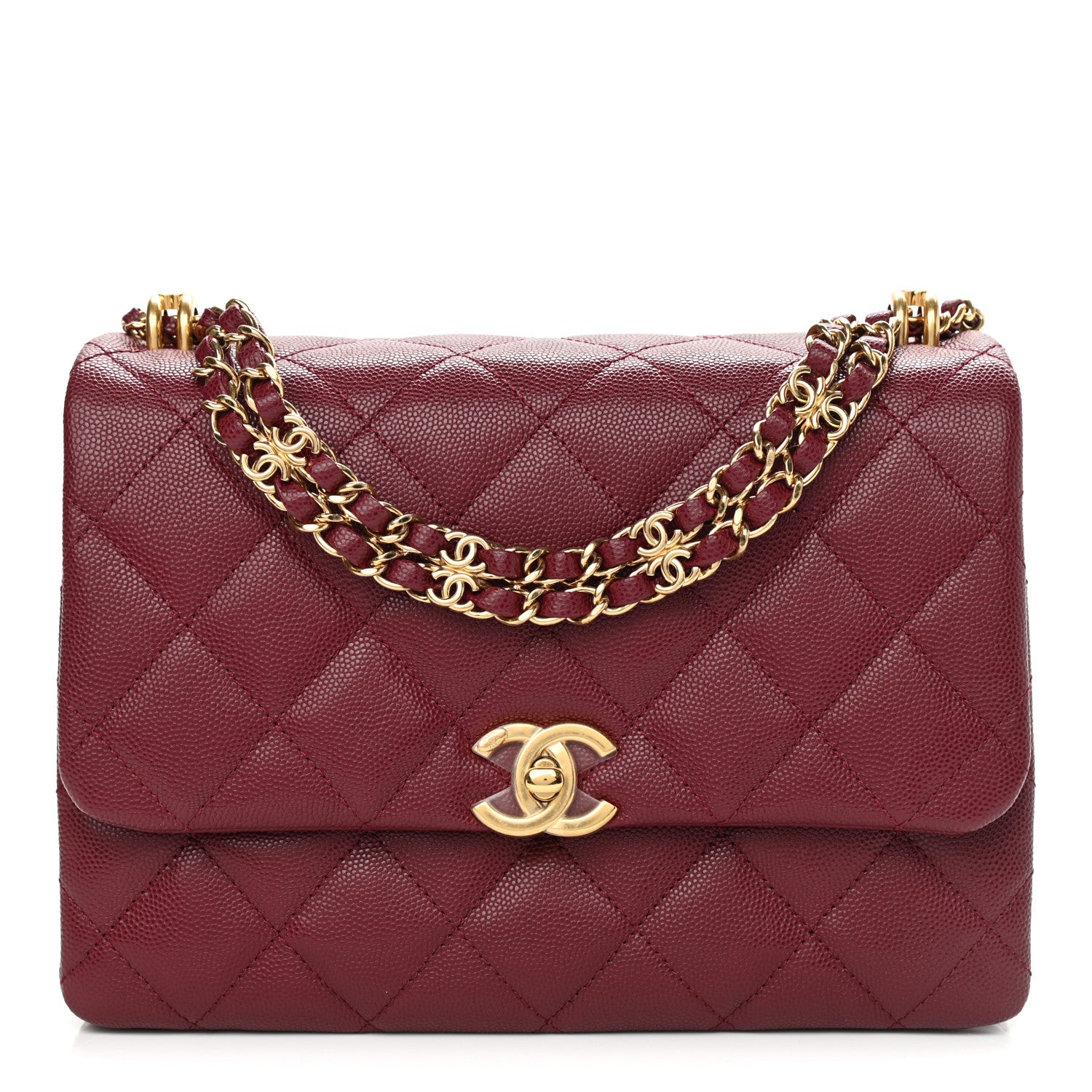 Chanel Caviar Quilted Coco First Flap Burgundy 1 of 11