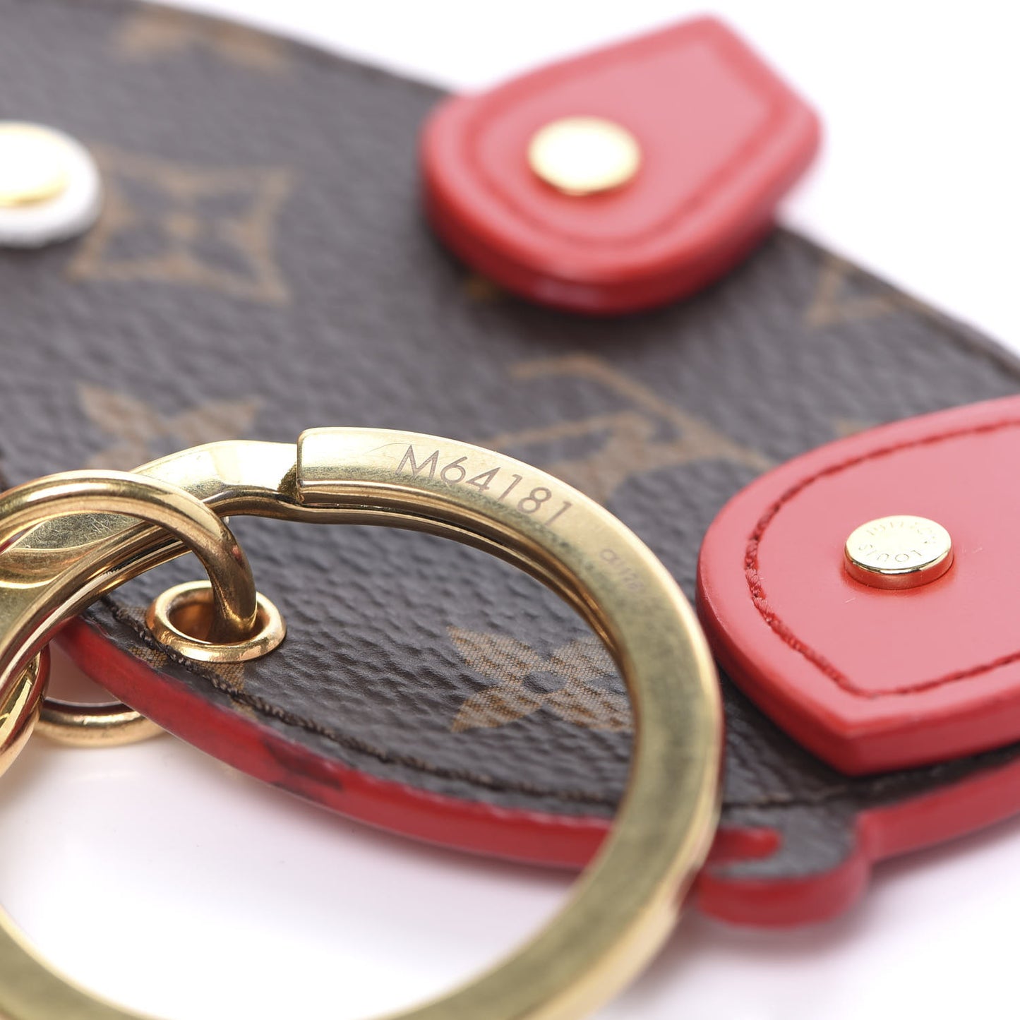 Calfskin Monogram Pig Bag Charm Key Holder Rouge