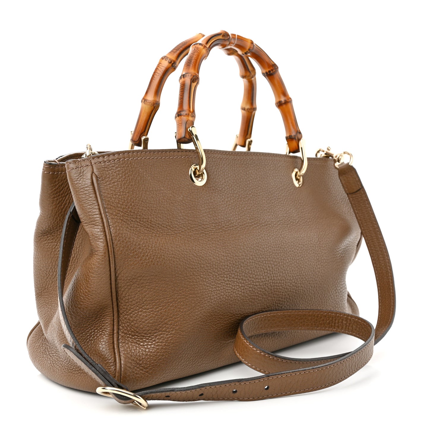 Pebbled Calfskin Medium Bamboo Shopper Tote Acero
