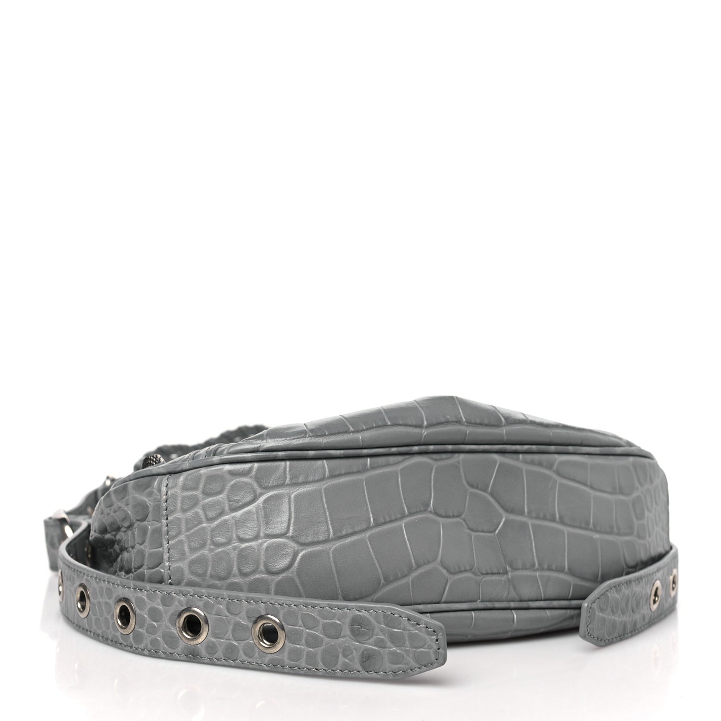 Extra Supple Calfskin Crocodile Embossed XS Le Cagole Shoulder Bag Balenciaga Grey