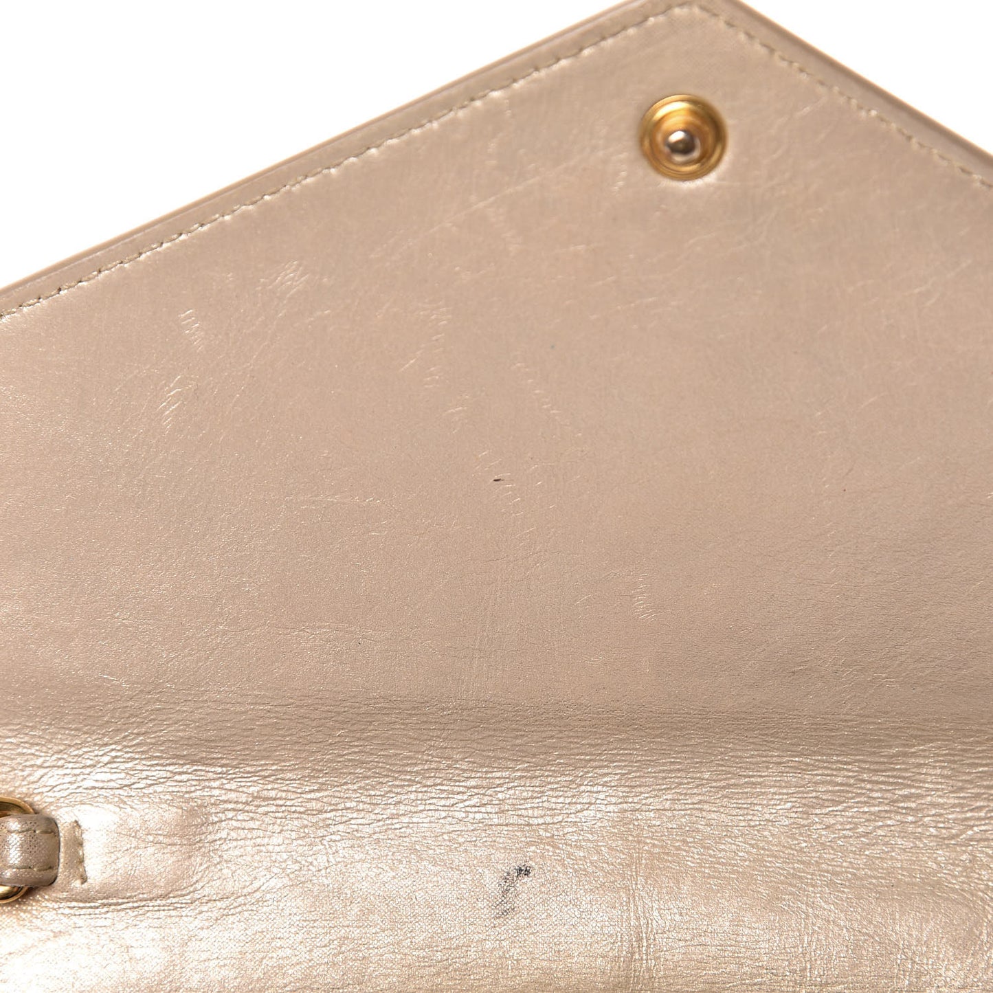 Metallic Fabric Monogram Envelope Chain Wallet Light Gold