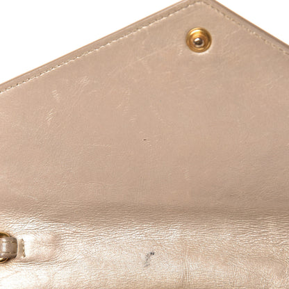 Saint Laurent Metallic Fabric Monogram Envelope Chain Wallet Light Gold 8 of 18