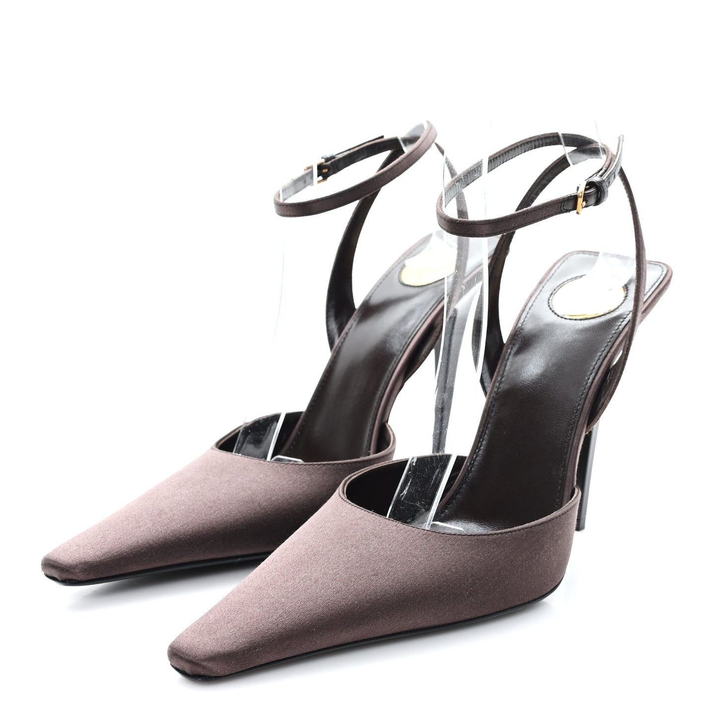 Silk Satin Aimee 110 Slingback Pumps 38 Black Brown