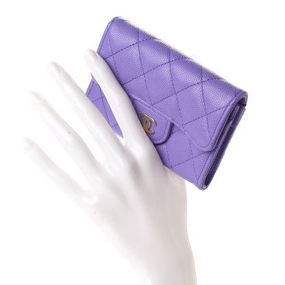 Chanel Caviar Quilted Flap Card Holder Wallet Purple 2 of 9