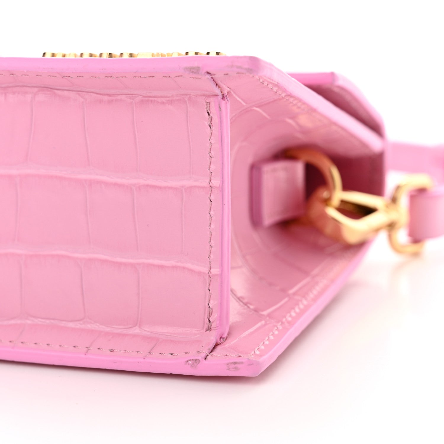 Jacquemus Calfskin Crocodile Embossed Le Grand Bambino Pink 9 of 10