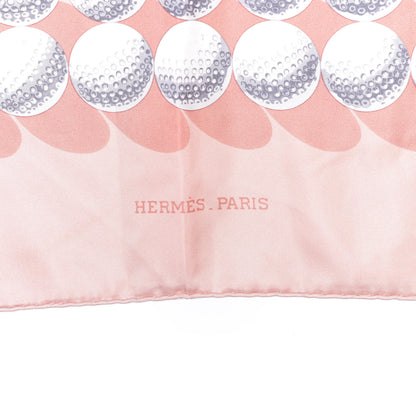 Hermes Silk Balles De Golf II Pocket Square Rose Camaieu Gris 3 of 4