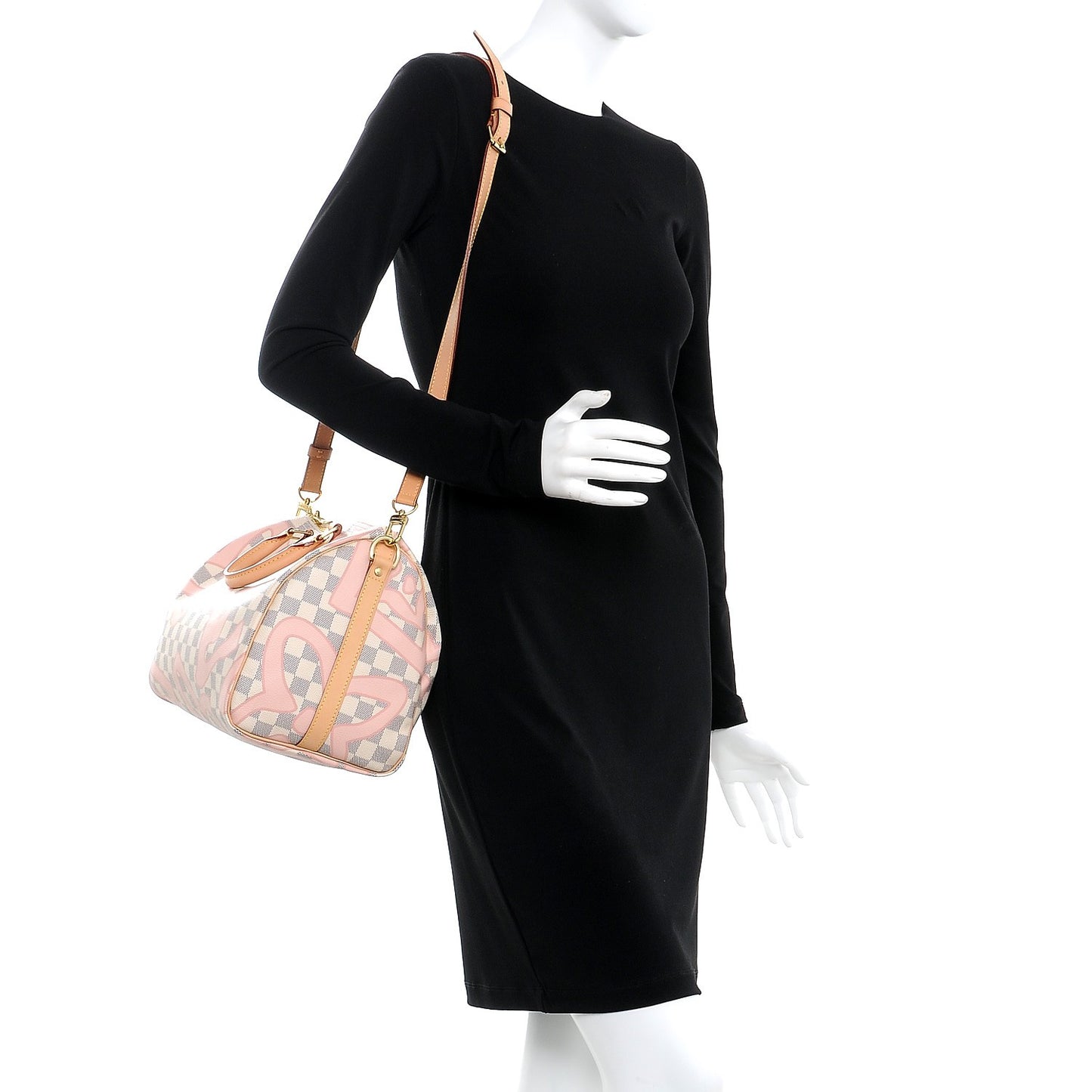 Damier Azur Tahitienne Speedy Bandouliere 30 Rose Ballerine