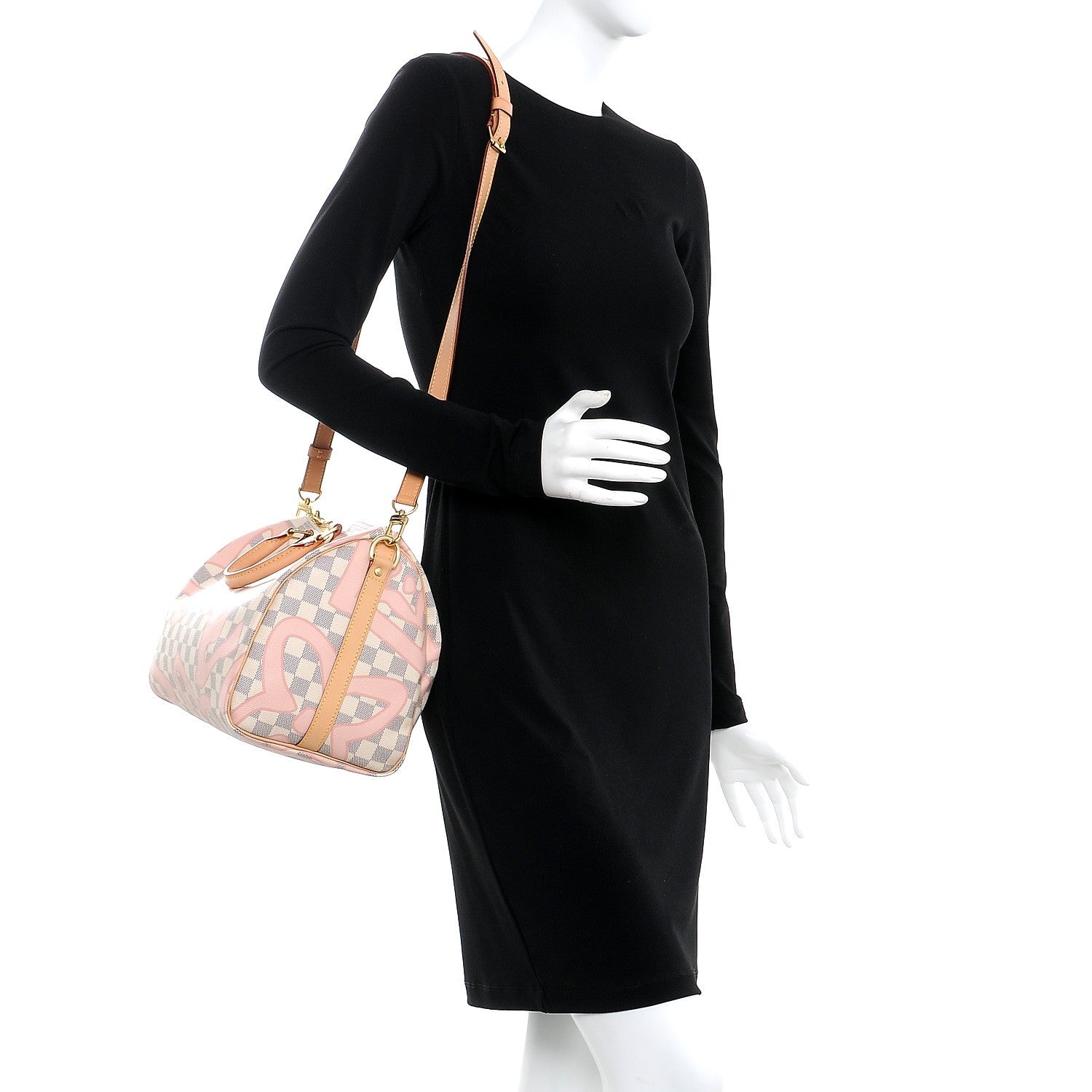 Louis Vuitton Damier Azur Tahitienne Speedy Bandouliere 30 Rose Ballerine 2 of 8