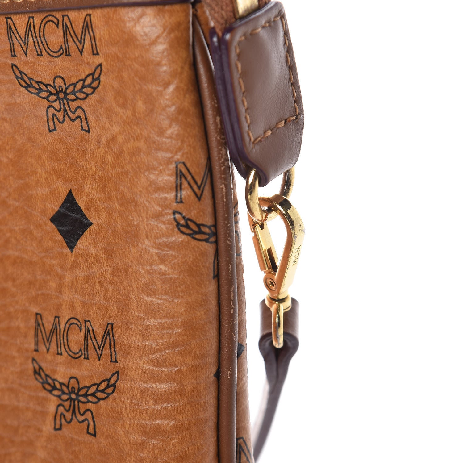 MCM Visetos Liz Shopper Tote Pouch Cognac 12 of 12
