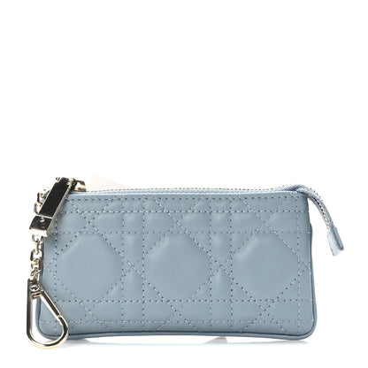 Christian Dior Lambskin Cannage Lady Dior Zipped Key Case Cloud Blue 1 of 7