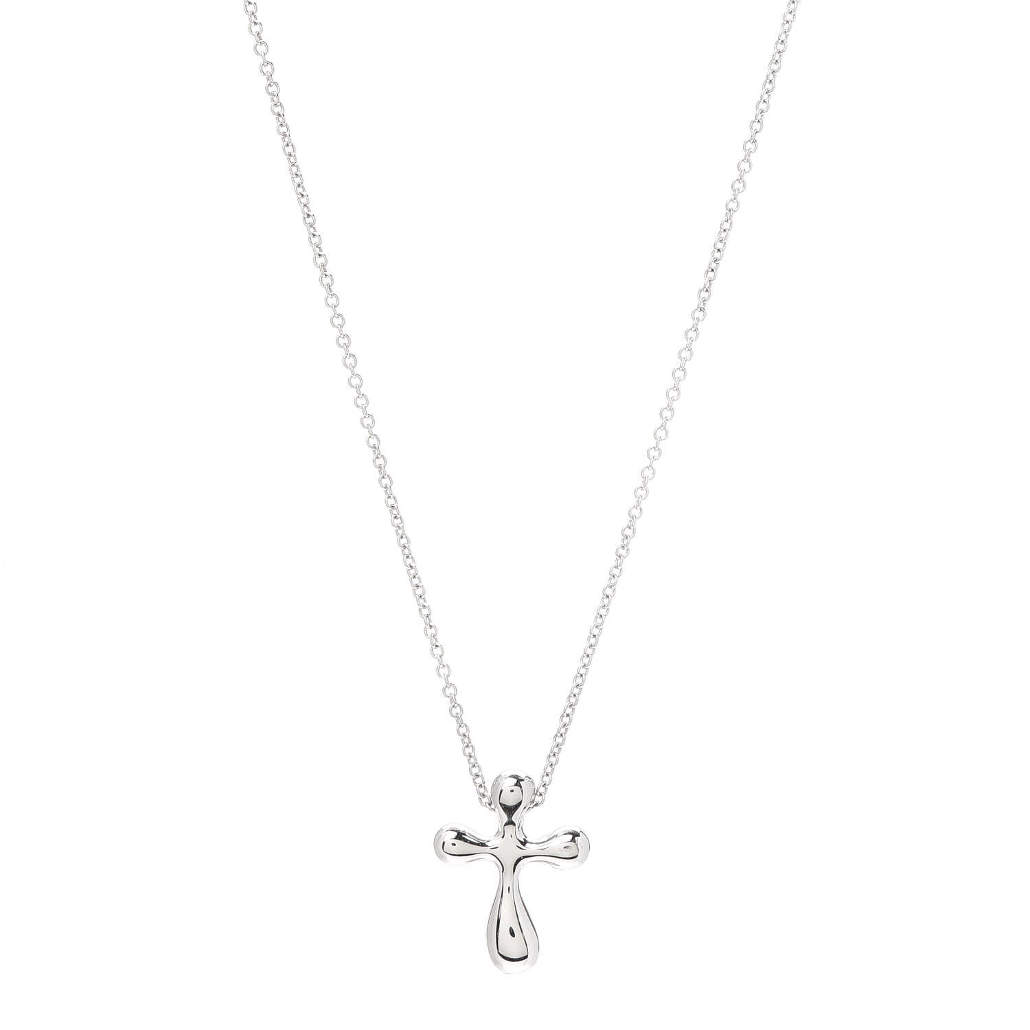 Tiffany Platinum 12mm Elsa Peretti Cross Pendant Necklace 1 of 7