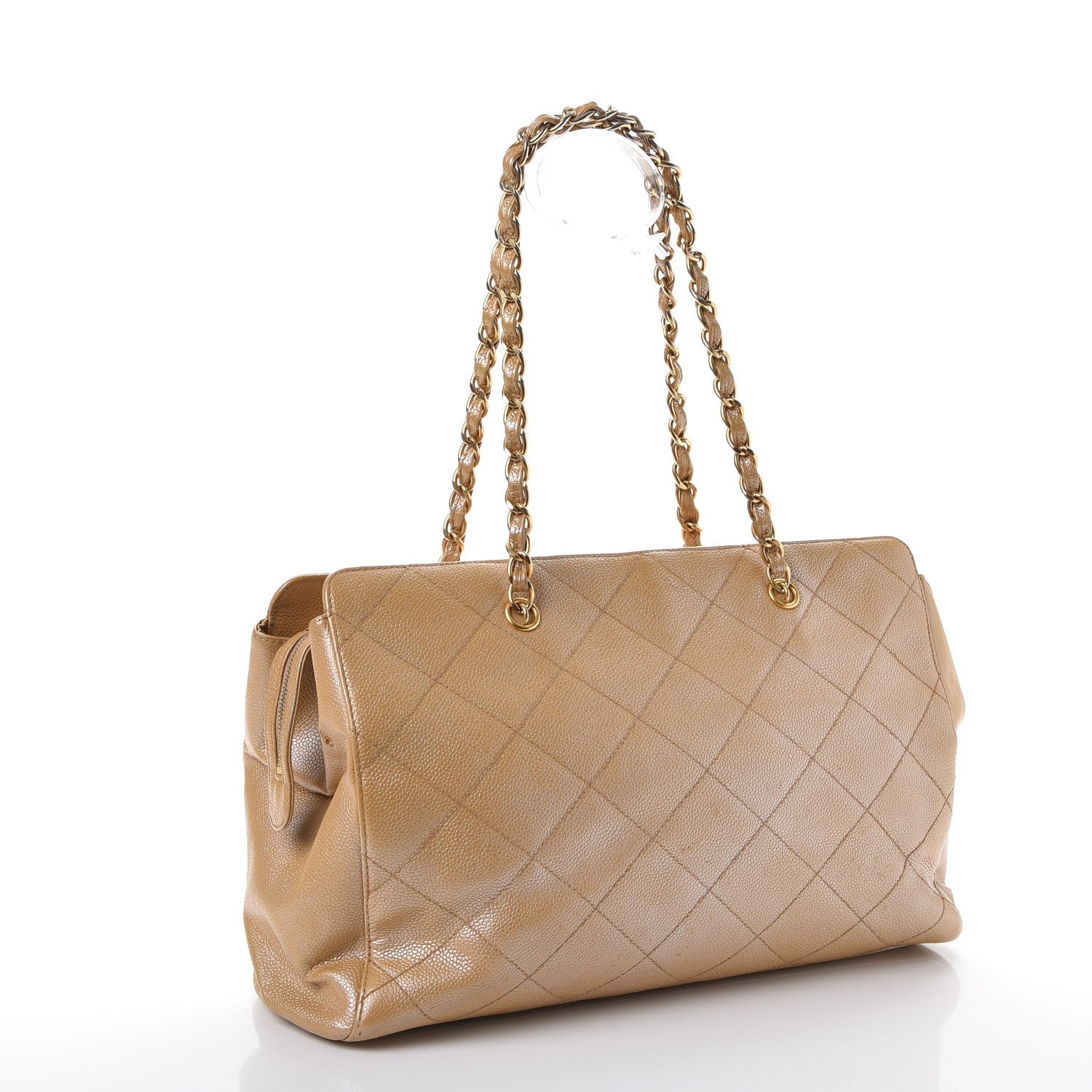 Chanel Metallic Caviar Quilted Shopping Tote Beige 3 of 14