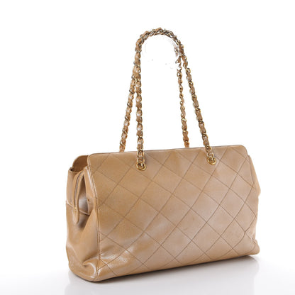 Chanel Metallic Caviar Quilted Shopping Tote Beige 3 of 14