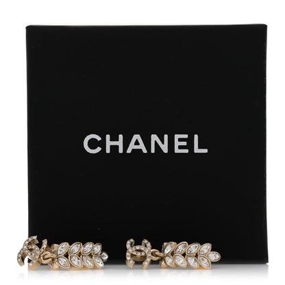 Chanel Crystal Sparkling Wheat CC Long Drop Earrings Gold 5 of 5