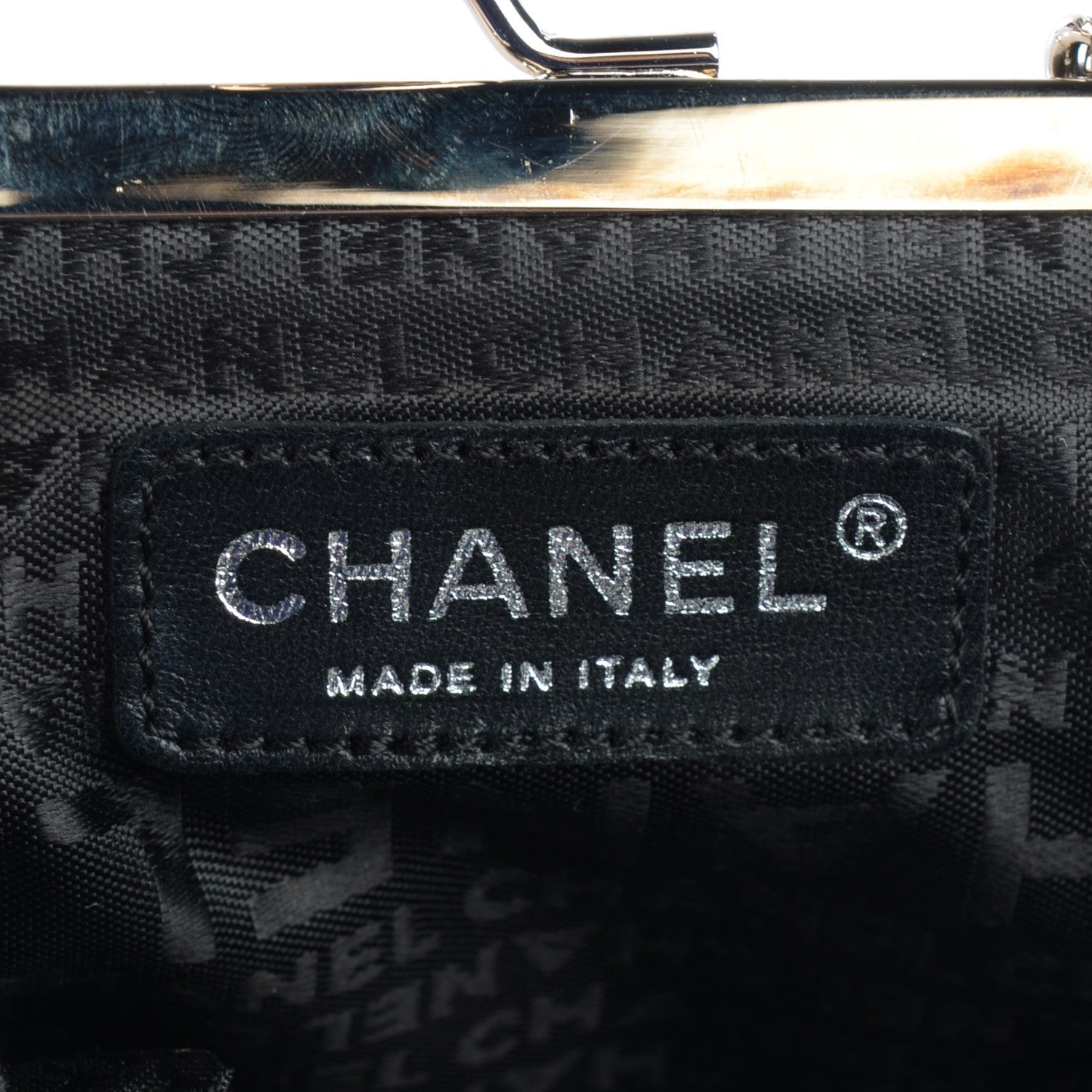 Chanel Lambskin CC Kiss Lock Evening Clutch Black 8 of 8