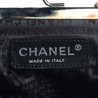 Chanel Lambskin CC Kiss Lock Evening Clutch Black 8 of 8