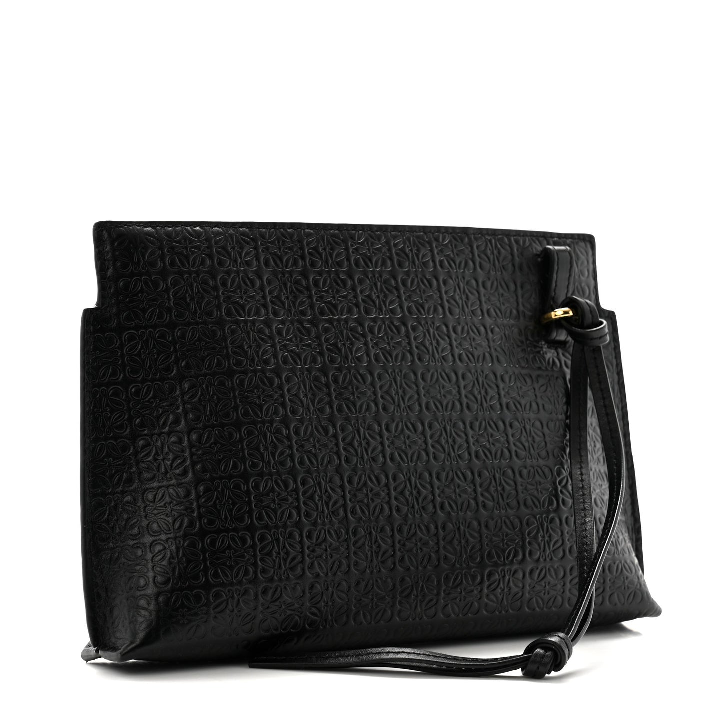 Calfskin Embossed Mini Repeat T Pouch Black