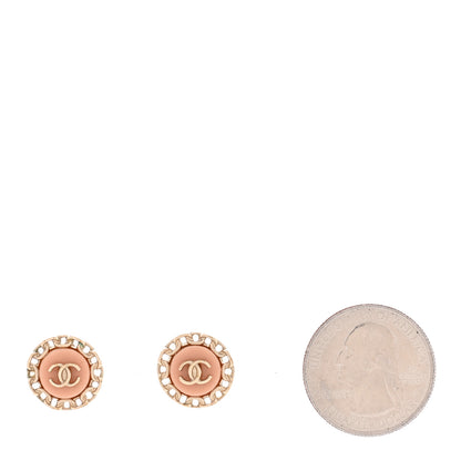 Chanel Resin Chain CC Round Earrings Gold Pink 2 of 5
