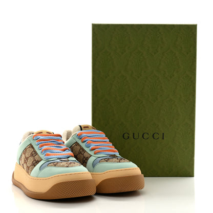 Gucci Lame Canvas Nubuck Crystal GG Monogram Womens Screener 50mm Sneakers 38 Beige Blue Orange 9 of 9