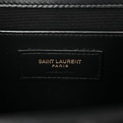 Saint Laurent Lambskin Mixed Matelasse Triquilt Medium Monogram Satchel Black 6 of 13