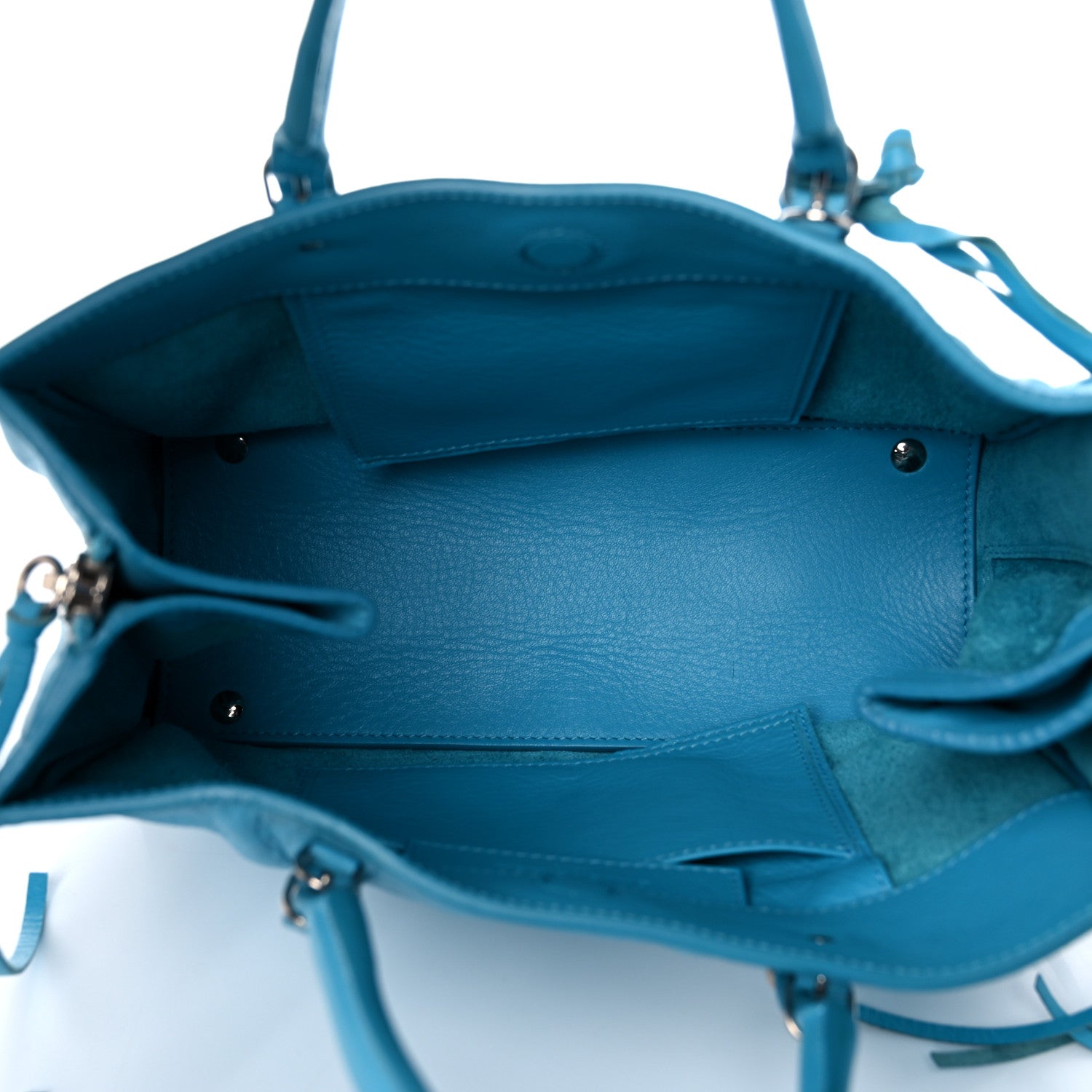 Balenciaga Supple Calfskin Papier A6 Zip Around Tote Bleu Caraibes 10 of 25