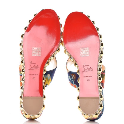 Christian Louboutin Satin Wallpaper Janitag 60 Platform Slide Sandals 40 Charlotte 5 of 8