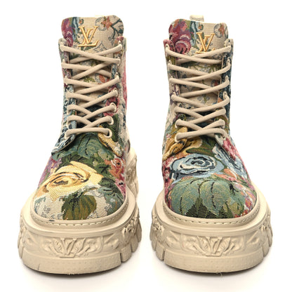 Louis Vuitton Canvas LV Baroque Ranger Floral Boots 8.5 Beige 2 of 8