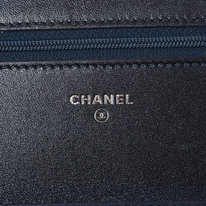 Chanel Iridescent Lizard Wallet on Chain WOC Blue 6 of 10