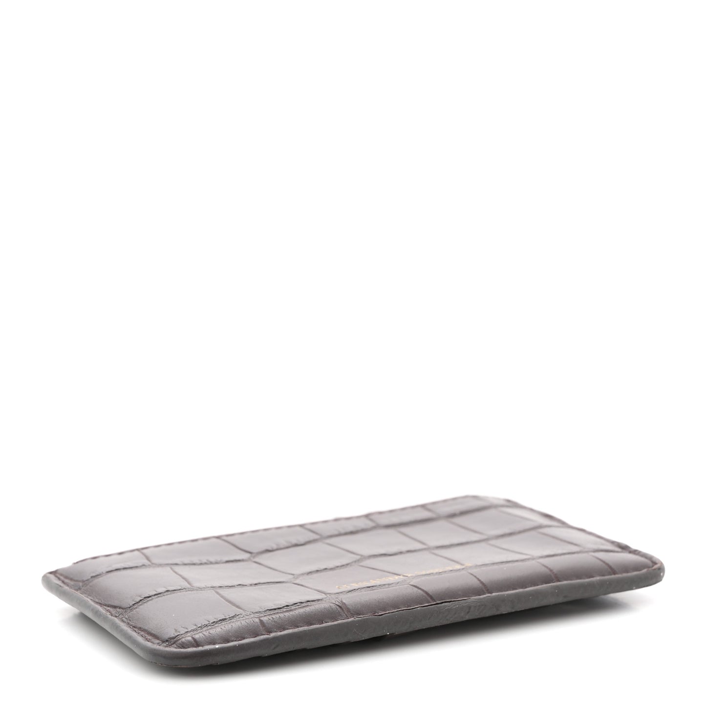 Calfskin Crocodile Embossed Card Holder Wallet Burgundy
