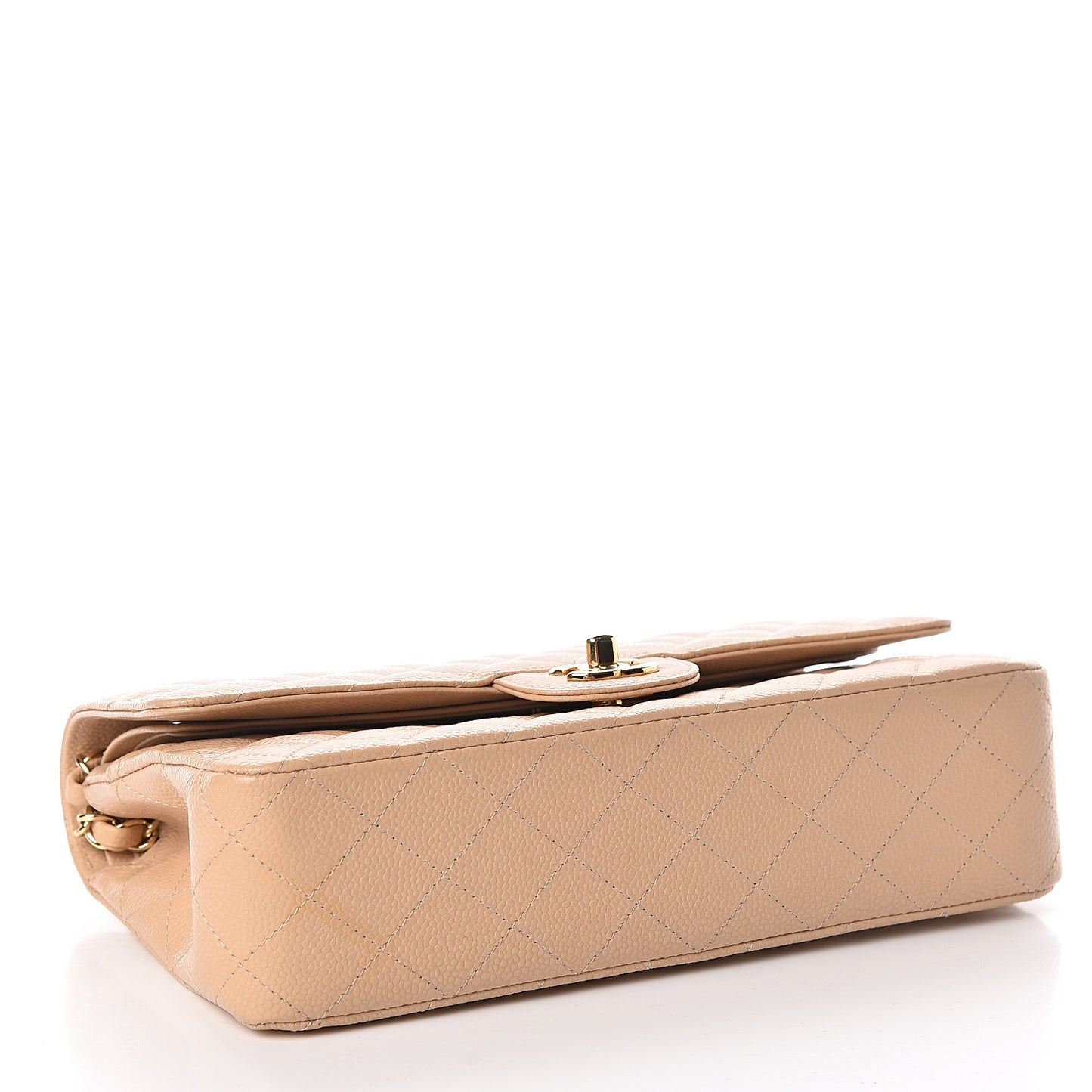 Caviar Quilted Medium Double Flap Beige Clair