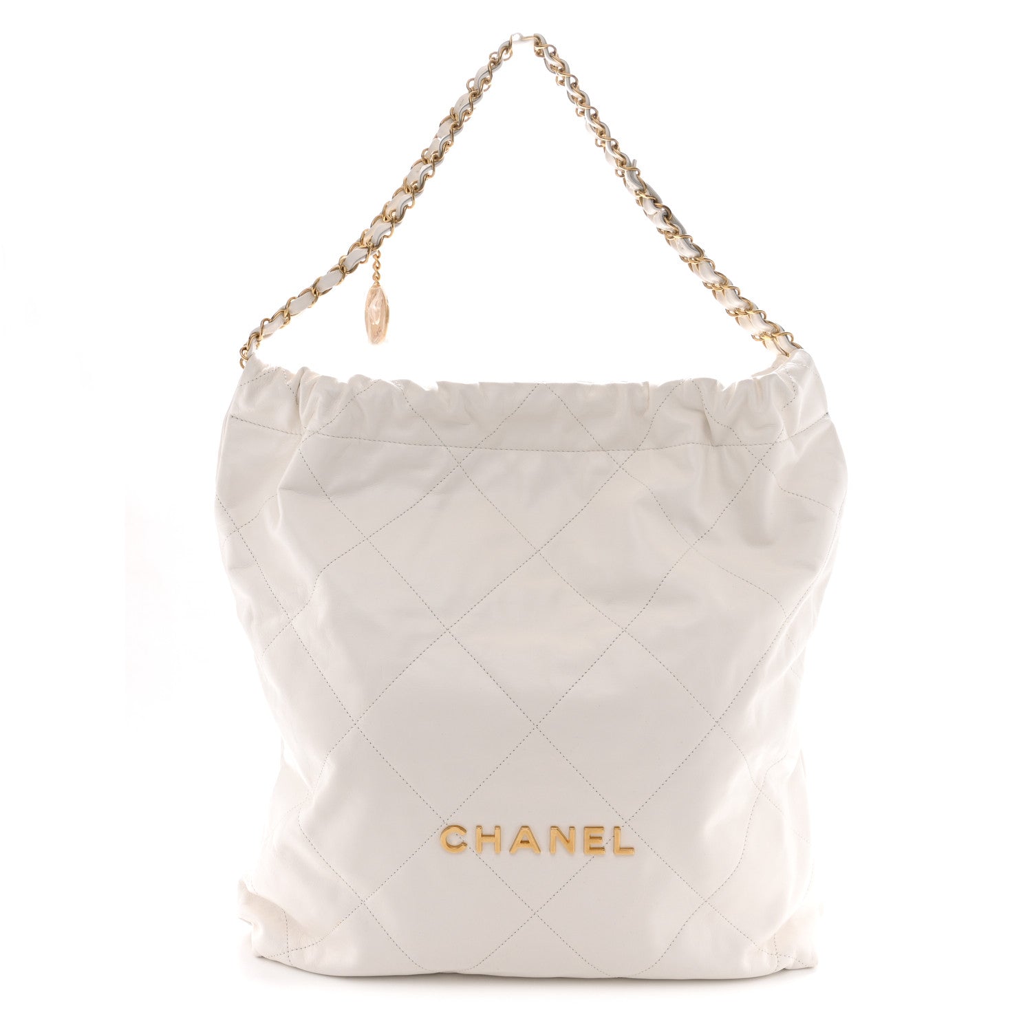 Chanel Shiny Calfskin Quilted Large Chanel 22 White 1 of 11