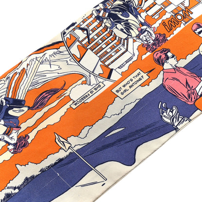 Hermes Silk Twill Up Wow Maxi Twilly Bleu Corail Orange 7 of 7