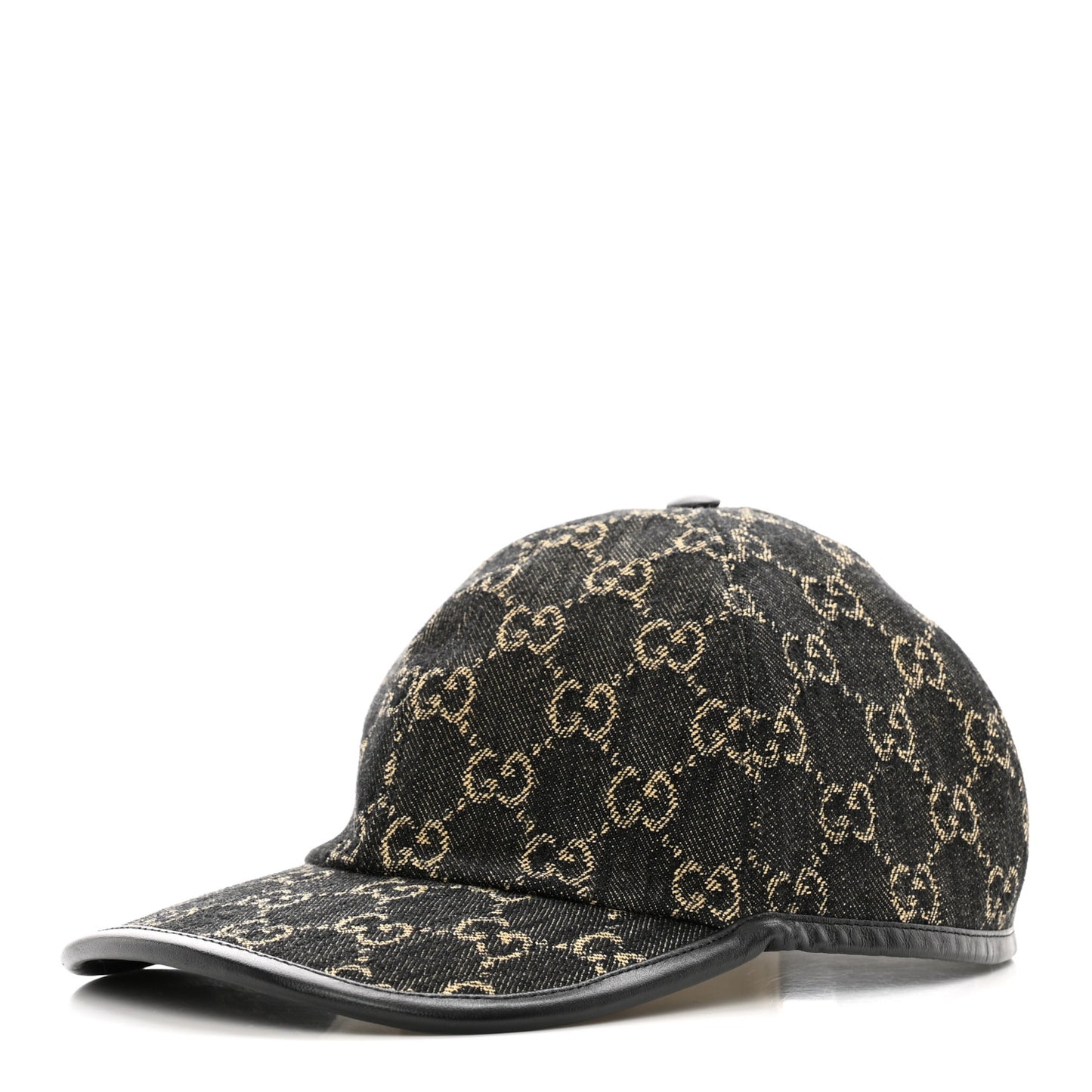 Denim Calfskin GG Monogram Oscar Baseball Hat M Black Ivory