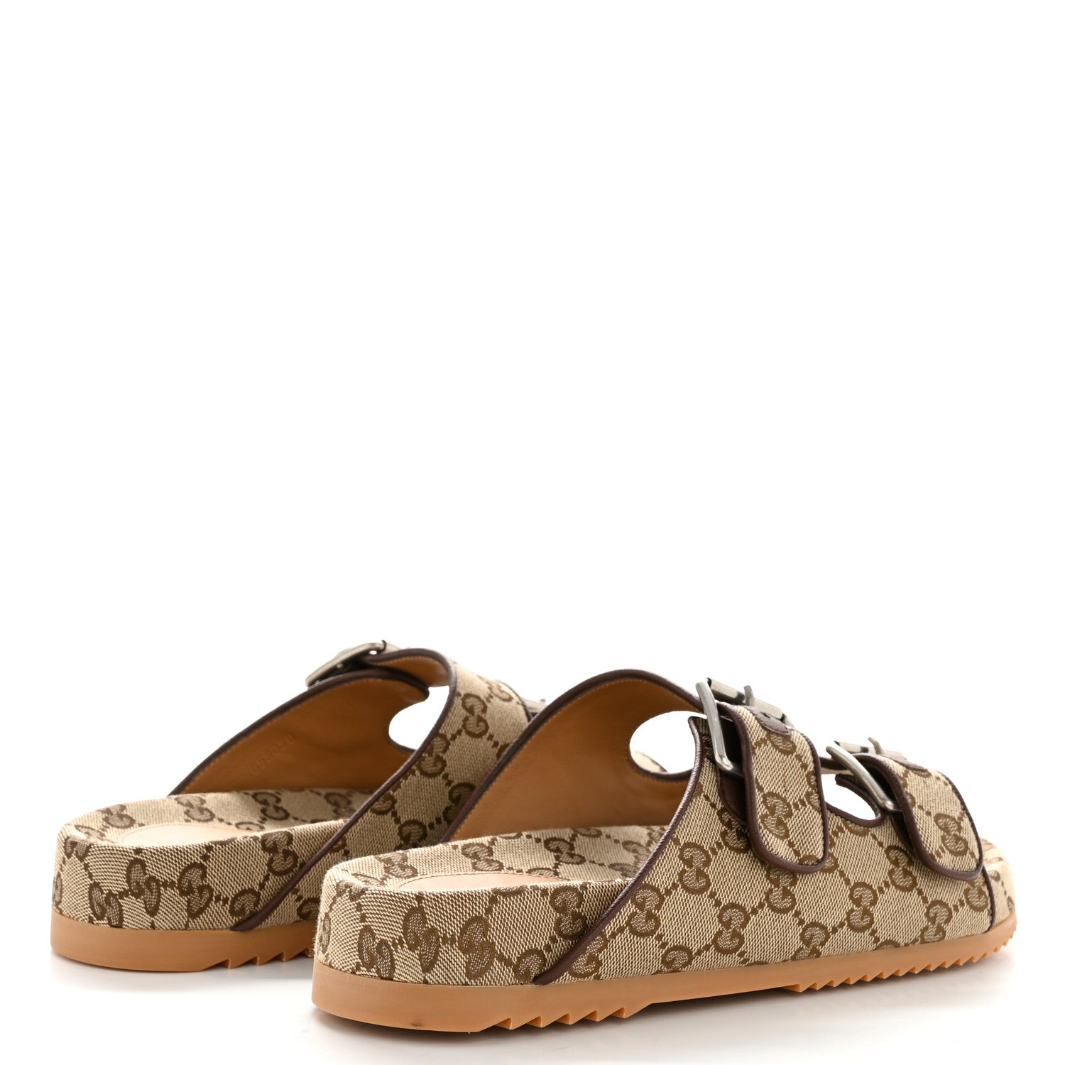 Gucci GG Monogram Lavaredo Eco Fabric Mens Slide Sandals With Straps 7 Beige Ebony Light Brown 5 of 10