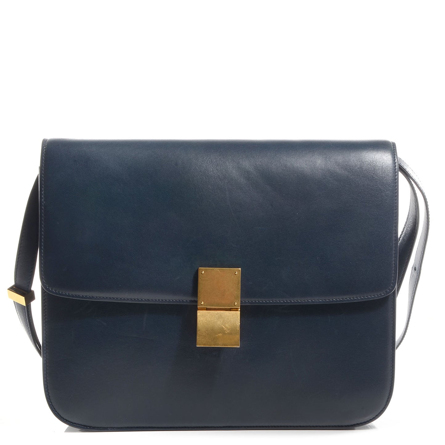 Smooth Calfskin Large Classic Box Flap Bag Navy