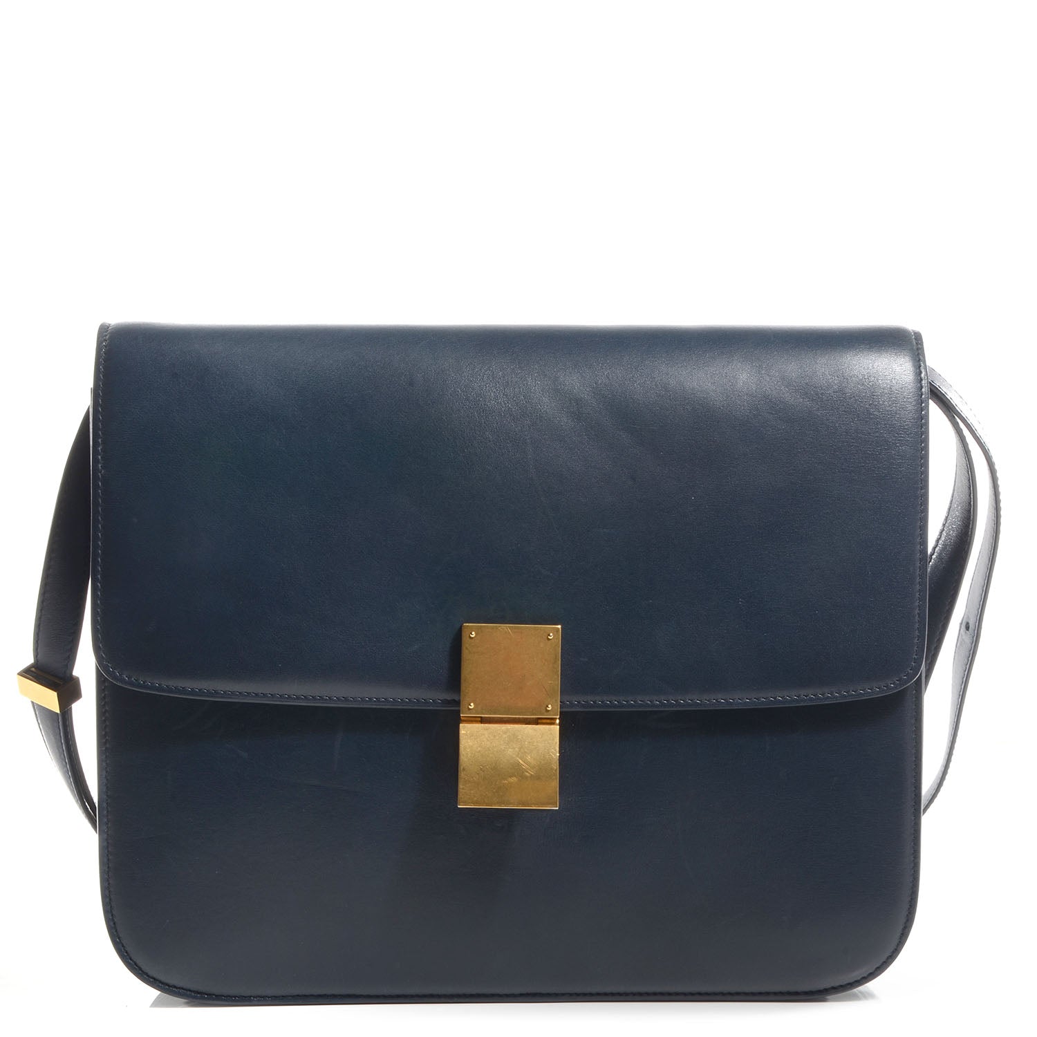 Celine Smooth Calfskin Large Classic Box Flap Bag Navy 1 of 8