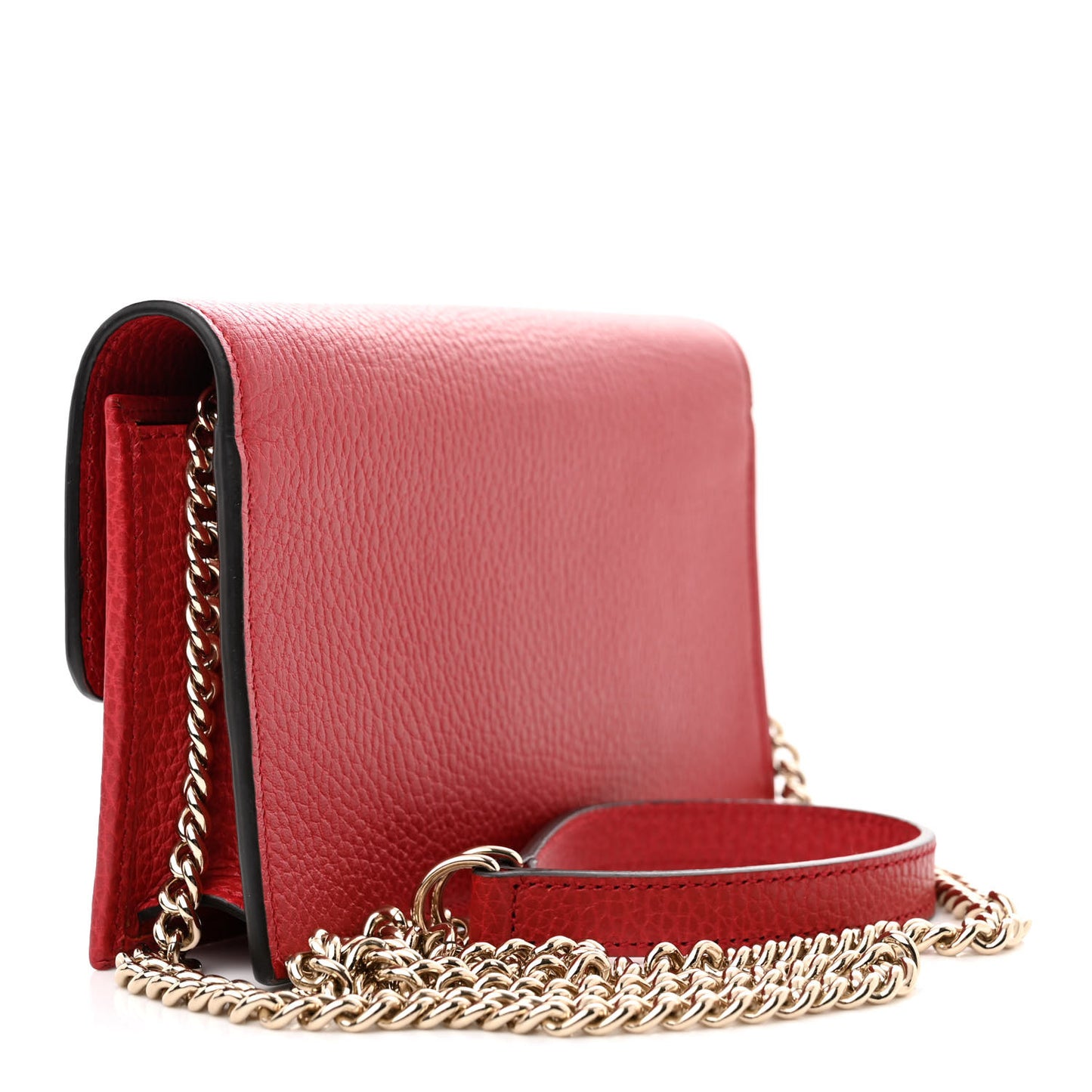 Dollar Calfskin Interlocking G Chain Wallet Red