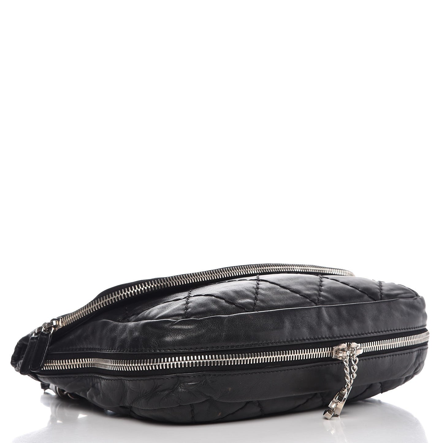 Calfskin Stitched Expandable Flap Black
