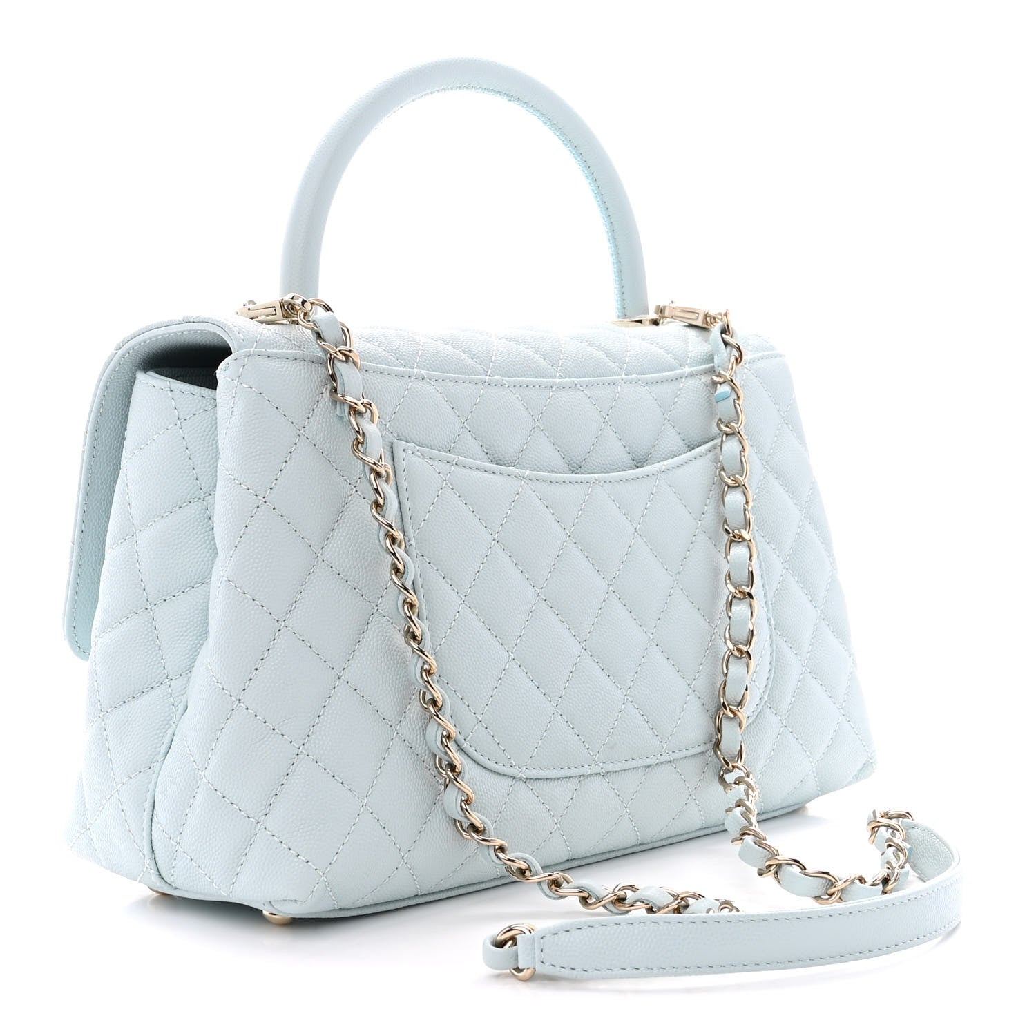 Chanel Caviar Quilted Small Coco Handle Flap Light Blue 4 of 12
