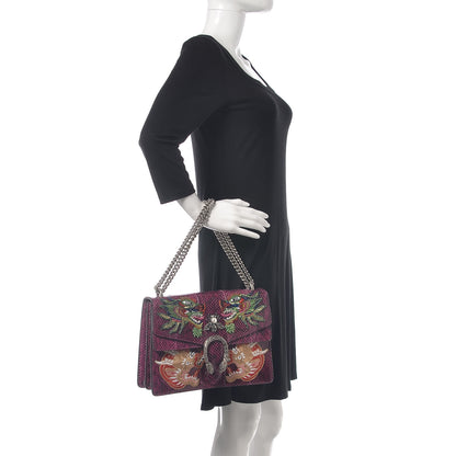 Gucci Elaphe Dragon Embroidered Medium Dionysus Shoulder Bag Violet Cyclamen Multicolor 2 of 9