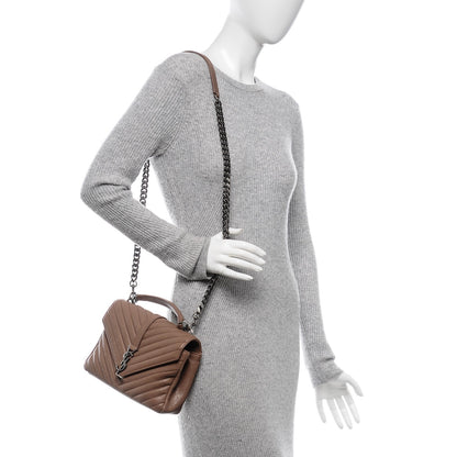 Saint Laurent Sheepskin Matelasse Chevron Monogram Medium College Bag Fard 2 of 9