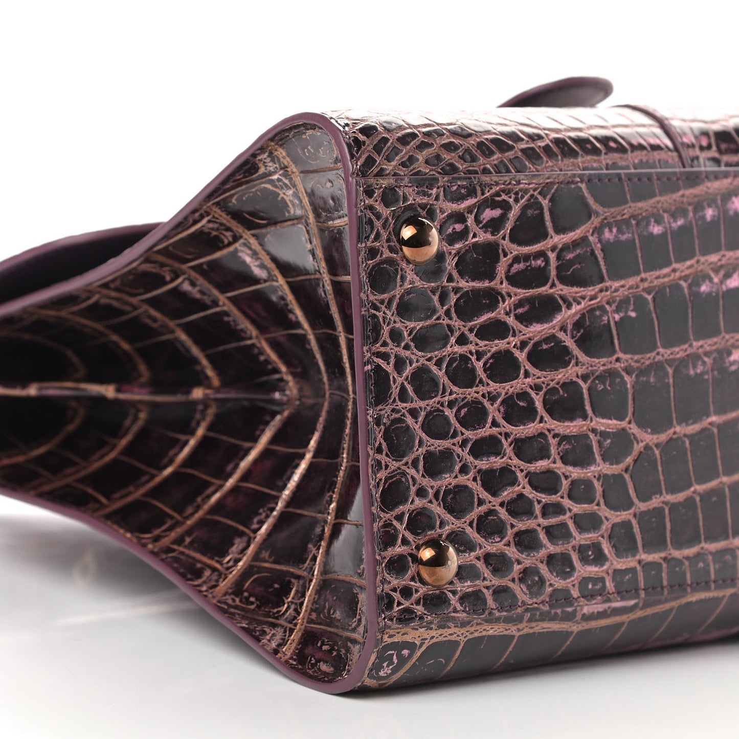 Metallic Crocodile MM Brillant Satchel Plum Lavender