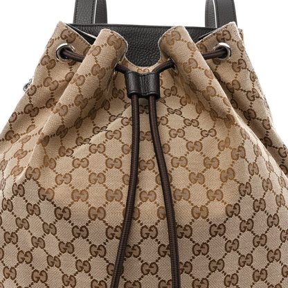 Gucci Monogram Dollar Calfskin O Drawstring Backpack Beige Ebony Testa di Moro Dark Chocolate 8 of 10