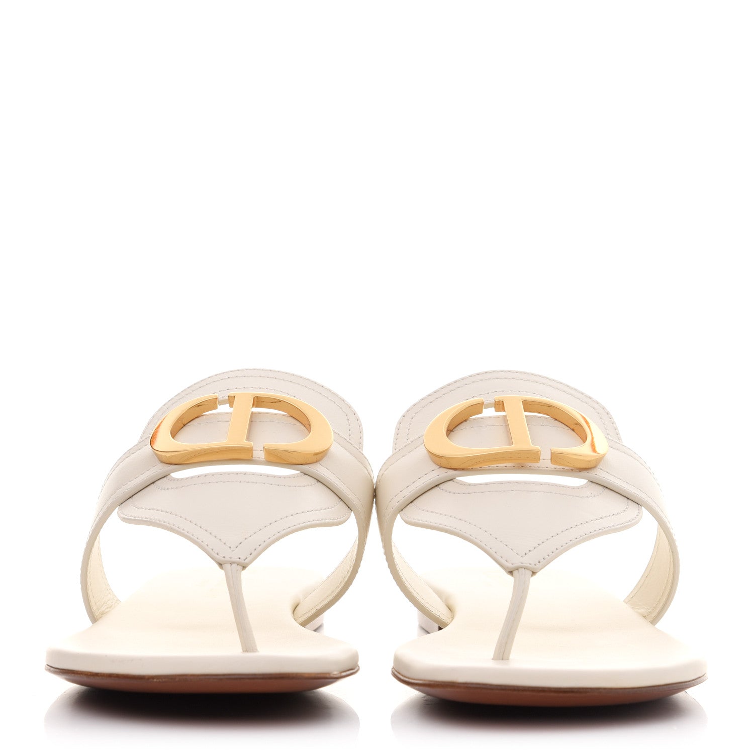 Christian Dior Calfskin 30 Montaigne Thong Sandals 37 White 2 of 9